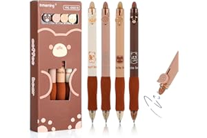 CRESZZLE Set de Stylo Effaçable 4 Pièces - Design Mignon d'Ours, Encre Bleue, Mine 0,5 mm - Stylo Kawaii Animaux Avec Gomme