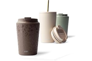 ‎MAMEIDO MAMEIDO kubek termiczny 350 ml, szczelny kubek na kawę na wynos ze stali nierdzewnej z podwójną ścianką izolowany, szczelny kubek na kawę coffee to go utrzymujący ciepło (Wild Allure)