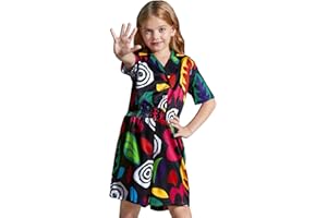 BesserBay Girls Halloween Costume Fancy Dress Girls Romper Short Sleeve All-over Print Dress Button Down Romper Funny Cosplay 5-14 Years