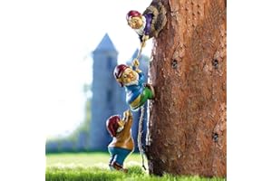AZURAOKEY Scultura gnomo rampicante in resina statue d'arte nana albero arrampicata nano classico figurine forniture da giardino resina figurine creative fata arrampicata albero giardino gnomi cortile