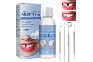 FEXPDL Tooth Filling Repair kit,Tooth Repair Kit with 4 Dental Tools Temporary Tooth Filling Moldable False Teeth for Fixing Tooth Repair Granules for Missing Tooth 30ML