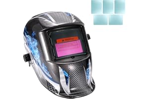 UNISOPH Careta Soldar Automatica, Careta Soldar con Energía Solar y Atenuación Automática, Máscara de Soldadura Semicerrado,Ajustable y Cómodo Rango de Sombreado 9-13 Adecuado para Soldadura TIG,MIG,ARC
