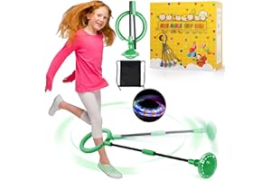 chimoo Anneau de saut clignotant pour enfants - Ballon de saut pliable - Avec roue lumineuse - Violet - Cadeau parfait pour les filles de 6, 7, 8, 9 et 10 ans