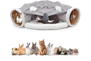 Katzentunnel mit Schlafplatz, Tunnel für Katzen mit Hängendem Ballspielzeug, Abnehmbares Katzenbett und Katzenspielzeug Katzenspielplatz Waschbares Interaktives Spieltunnelspielzeug, Grau