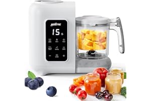 KOSTTE Robot Cuiseur Mixeur pour Bébés 6-en-1, Cuiseur Mixeur Multifonctions, Blender bebe, Réchauffe, Décongèle, Fonction autonettoyante, Cuisson Vapeur, Diversification alimentaire