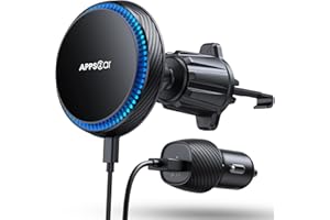 APPS2Car Magsafe Autohalterung mit Ladefunktion, 15W Handyhalterung Auto mit Ladefunktion 3200 U/min Kühlsystem, kompatibel mit iPhone 14/13/Magsafe Serie und Allen Anderen Telefonen