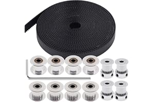 TUZUK 5M GT2 Correa de distribución 15mm de ancho+4pcs 20 dientes 5mm Bore Timing Belt Polea+4pcs 20 Toothless Bore 5 mm Polea tensora+4pcs 20 dientes Bore 5mm Polea tensora para impresora 3D