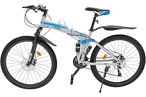 Tagtuell 26 Inch Mountain Bike for Mens Womens, Foldable MTB with 21 Speeds, High-Tensile Steel Frame, Sport Cycling MTB Bicycle for Adults, Max Load 120 KG