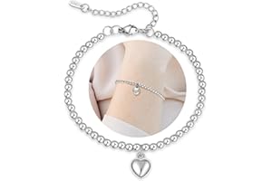 VEEDOFA 925 Sterling Silver Bead Bracelet for Women Bead Bracelets for Womens 925 Silver Bracelet Gift for Women Jewellery for Women