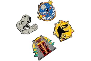 Grupo Erik: Set Di 4 Spille Jurassic Park Per Personalizzare Vestiti, Zaini E Borse | Spille Smaltate Originali Jurassic World