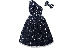 GRACE KARIN Kids Girls Sequined Strappy Spaghetti A-Line Sleeveless Dress with Hair Bow 6-12 Years