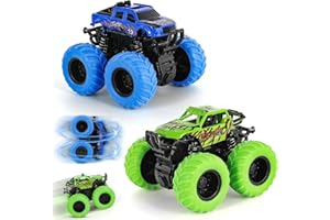 Shayson Monster Trucks, Voiture à Friction pour Enfants de 3 à 6 Ans, Camions à Traction Arrière avec Rotation à 360°, Lot de 2 Voitures Cadeaux pour Garçons