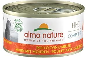 Almo Nature HFC Complete – Pollo con Zanahoria – Comida húmeda para Gatos Adultos: 24 latas de 70 g