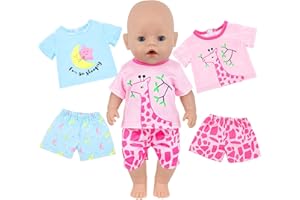 XERTEAM Ropa para muñecas, pijama de dos piezas