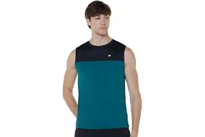 Amazon Brand - Symbol Men's Polyester Color Block Active Regular Fit Sports | Round Neck | Sleeveless T-Shirt