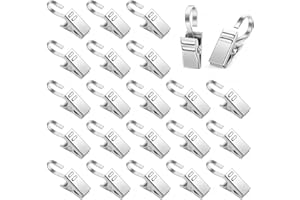 WANGZHENXI 100 clips de cortina, clips de cortina de acero inoxidable con ganchos, ganchos de sujeción para cortina, ganchos de metal, ganchos para colgar cortinas de ducha, cadenas de luz, fotos, decoración del