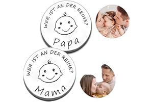 LAEEYIN Lustige Entscheidungsmünze für neue Eltern Neue Papa Mama Geschenke Entscheidungsmünze,Taufgeschenke für mädchen jungen,Neue Eltern Geschenk um eine Entscheidung zu treffen (Silber)