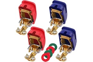 Bolatus 2 pary zacisków do akumulatora samochodowego 12 V, zaciski biegunowe do akumulatora samochodowego (czerwone i niebieskie)