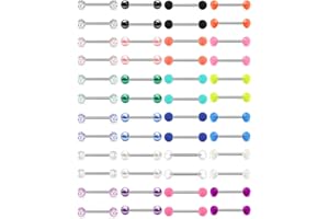 LAURITAMI 24 Pairs 14G Glow in Dark Flexible Acrilico Dritto Piercing Lingua Barre Barbell Capezzolo Ring Shield Retainer Piercing Gioielli 14mm