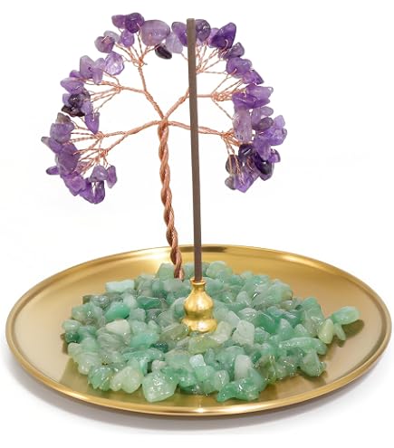 Bruciatore Di Incenso 5 In 1 MrMrKura Con Albero Dei Chakra In Cristallo | Set In Ottone Per Bastoncini, Coni E Palo Santo, Decorazione Yoga - 4