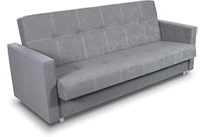 ‎SOFNET Schlafsofa Bettsofa Dave - Sofa mit Schlaffunktion und Bettkasten, Bett, Farbauswahl, Schlafcouch, Couch vom Hersteller, Couchgarnitur (Grau (Suedine 06))
