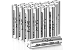 SUKAI AAA Rechargeable Batteries, High Capacity Rechargeable AAA Batteries 1100mAh 1.2V NiMH Low Self Discharge (16 Pack)
