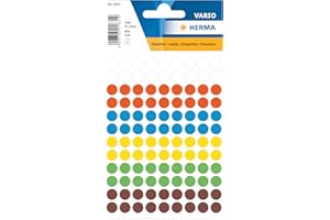 HERMA 1831 uniwersalne etykiety/kolorowe kropki okrągłe (Ø 8 mm, 5 arkuszy, papier metalowy, matowy) samoprzylepne, trwałe punkty do oznaczania ręcznego pisania, 540 punktów samoprzylepnych, kolorowe