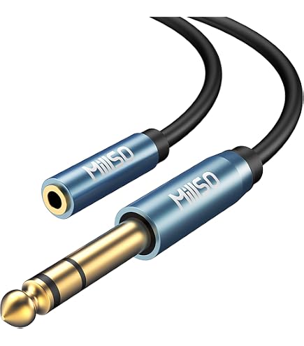 PNGKNYOCN 6.35mm Auf 3.5mm Kopfhöreradapter – 0,3m Stereo-Audiokabel, Vergoldete Anschlüsse, Für Gitarre, Verstärker & Smartphones