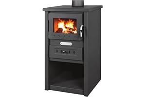 ProTermo Kaminofen Nova S Anthrazit/Schwarz - 7,5 kW Heizleistung - 43x46x74 cm Holzofen mit Schamottsteinen mit Sichtfenster - Bauart 2