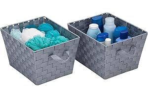 HONEY-CAN-DO Honey Can Do 2pk Woven Bins, Silver, M