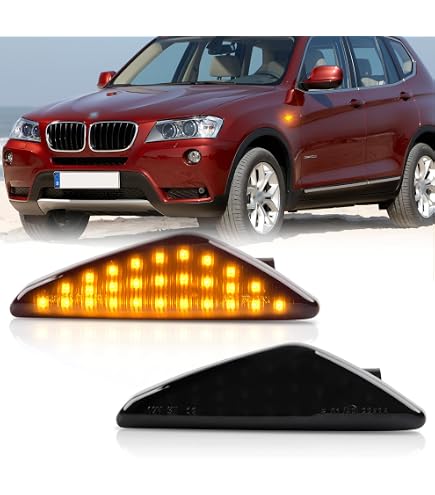 thumbnail image 2 of Pair (2) Black SMD LED Side Marker Lights For BMW X3 E70 X5 X6 F25 (Clear/Amber) 2 of 6