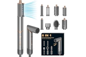 ‎UKLISS UKLISS 8 in 1 Pro Airstyler & Ionen Haartrockner High Speed 110,000RPM Föhn Set mit Luft-Lockenstab Föhnbürste Rundbürstenföhn Lockenbürste Hairstyler Stylingbürsten Geschenk Set für Frauen, 1400W