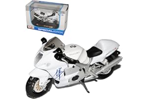 KOENIG-TOM Maisto Suzuki GSX 1300R Hayabusa Weiss Mit Sockel 1/18 Modell Motorrad