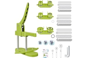 Máquina para hacer insignias, tamaños de Button Maker Machine 25+32+58 mm, 300 juegos de piezas de insignias de metal, Zimiking con moldes, arandela de plástico y cortador de papel redondo (Verde)