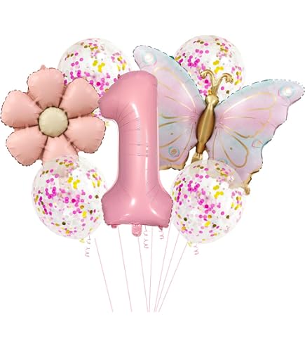 Geburtstagsdeko 1 Jahr – Gänseblümchen Folienballon-Set Mit Zahl 1 (105 Cm) & Blauem Ballon, Inkl. Band & Klebepunkte