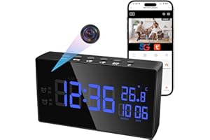 UYIKOO Cámara Espía Oculta WiFi, 2,4G/5G Mini Camara Espia Inalambricas Despertador 1080P HD, 120° Reloj con Cámara con Visión Nocturna Detección De Movimiento con Tuya App Vigilancia Interior