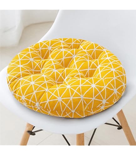 Coprisedie Rotondi Con Lacci - Set Da 4, Diametro 35cm, Imbottiti, Beige Chiaro