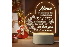 PANDASCH Nana Gifts, Mothers Day Birthday Gifts for Nana from Grandchildren - Acrylic Engraved Night Light Presents for Mother's Day Birthday Christmas, Unique LED Bedside Lamp