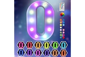OYCBUZO Light Up Colorful LED Marquee Letter Lights, 18 Colors Changing Alphabet Letters Sign with Remote Timer for Night Light Wedding Birthday Party Lamp Christmas Home Bar Decor- Colorful O