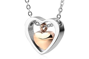 Beydodo Collier urne en forme de cœur en acier inoxydable Doré/argenté/noir
