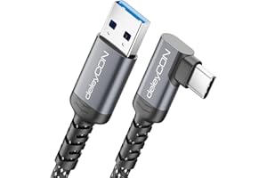 deleyCON 1m Kabel USB-A do USB-C 90° USB 3.0 5 Gbps (USB 3.2 Gen1) - 90 Stopni - Kabel ładujący i Danych do Smartfona, Tabletu, Laptopa, Aparatu, HDD/SSD, Dysku Zewnętrznego itp.