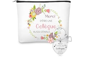 Blulu Cadeau Souvenir pour Collègue de Travail Femme - Trousse à Maquillage & Porte-Clés, Idée Cadeau d’Adieu, Changement de Travail, Départ à la Retraite, Anniversaire ou Noël pour Collègue