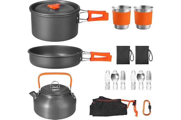 Funykich Camping köksredskap set, lätt och vikbar picknickservis för utomhus picknick vandring