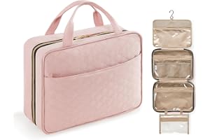 Lifewit Travel Toiletry Bag, Large Hanging Makeup Bag Organizer for Women, Transparent Travel Cosmetic Bag with Hanging Hook 