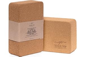 YOUR VIP SKIN YVS® - 2x Mattoncini Yoga in Sughero, Blocco Yoga Sughero, Blocchi Yoga, Pilates, Fitness, Mattoni Yoga, Cork Yoga Block, Ecologico, Naturale, Sostenibile.