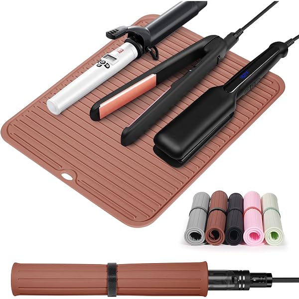 Hitzebeständige Silikonmatte Für Lockenstab & Glätteisen, Rosa, 20,5x9,5 Cm – Schützt Arbeitsplatten