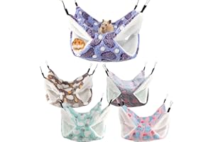 LEKEFETO Confezione da 5 amache per porcellini d'India - Lettino per animali domestici - Amaca per piccoli animali - Morbido e caldo - Doppio strato - Amache per furetti e ratti