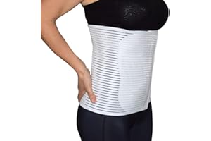 BODYPERFECT Fascia addominale Post operatoria Unisex contenitiva parto operazione Allevia mal di schiena chiusura a strappo regolabile H 28 Bianco Small