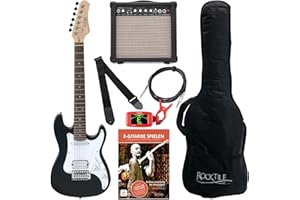 Rocktile Sphere Junior Guitare Eléctrique Noir SET 3/4 avec ampli, cable et sangle
