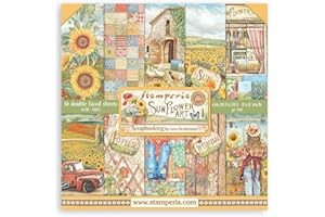 STAMPERIA Scrapbooking Small Pad 10 fogli da 20,3 x 20,3 cm (8" x 8") – Sunflower Art